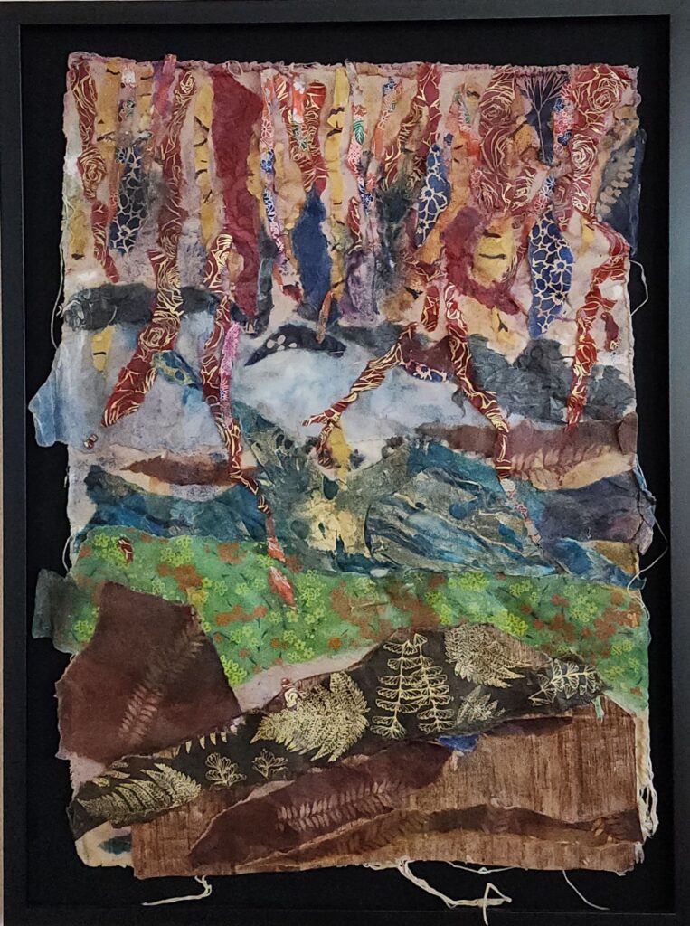 Another global warming piece. encaustic/handmade paper on raw unstretched canvas